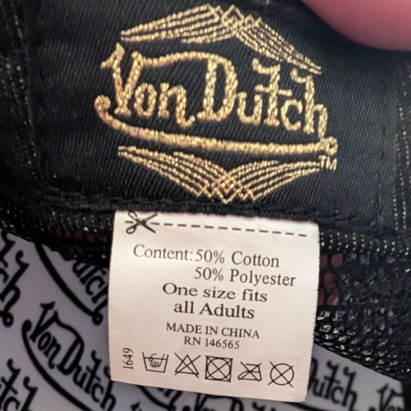 Von dutch denim with leather patch y2k snapback hat osfm - Picture 4 of 4